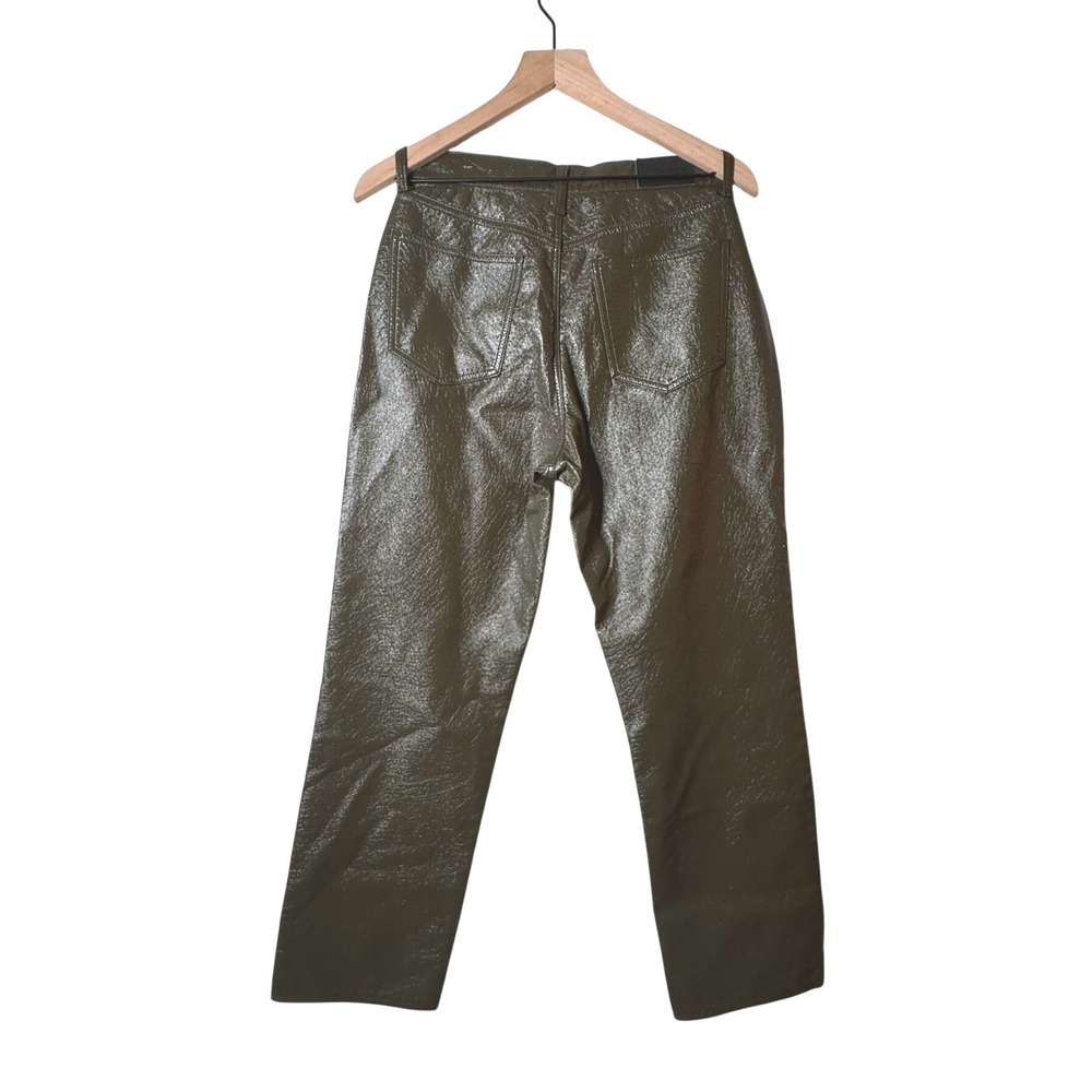 Pistola Olive Green Vegan Leather High‎ Rise Straight Leg Pants Womens 29 - Picture 4 of 4